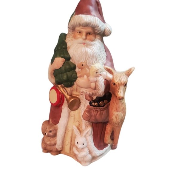 Vtg Hudson SANTA CLAUS CERAMIC FIGURINE MUSIC BOX Plays Here Comes Santa - Picture 2 of 7